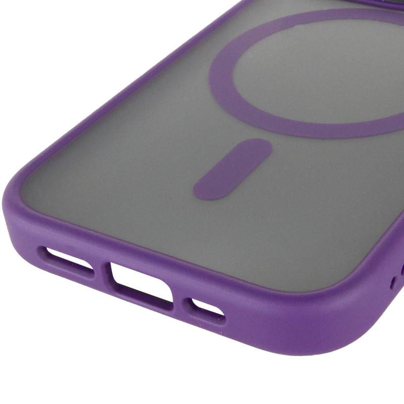 Купить TPU+PC чехол Metal Buttons with Magnetic Safe для Apple iPhone 14 Pro (6.1") (Темно-фиолетовый / Dark Purple) на vchehle.ua