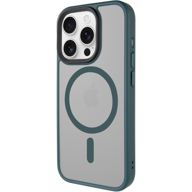 TPU+PC чехол Metal Buttons with Magnetic Safe для Apple iPhone 14 Pro (6.1") (Зеленый / Dark Green)