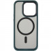 Фото TPU+PC чехол Metal Buttons with Magnetic Safe для Apple iPhone 14 Pro (6.1") (Зеленый / Dark Green) в магазине vchehle.ua