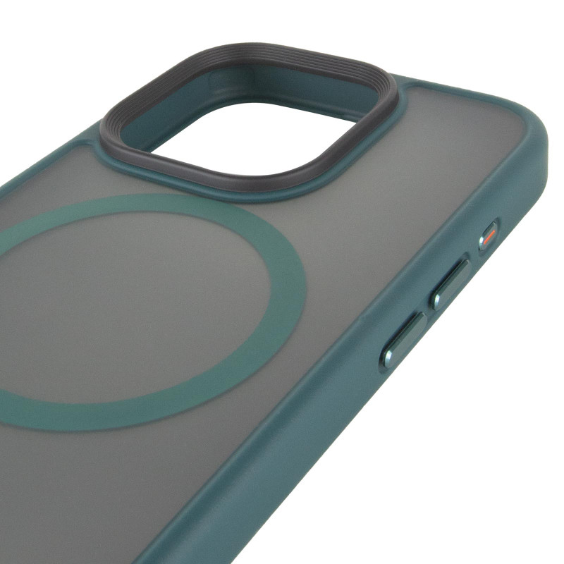 TPU+PC чехол Metal Buttons with Magnetic Safe для Apple iPhone 14 Pro (6.1") (Зеленый / Dark Green) в магазине vchehle.ua