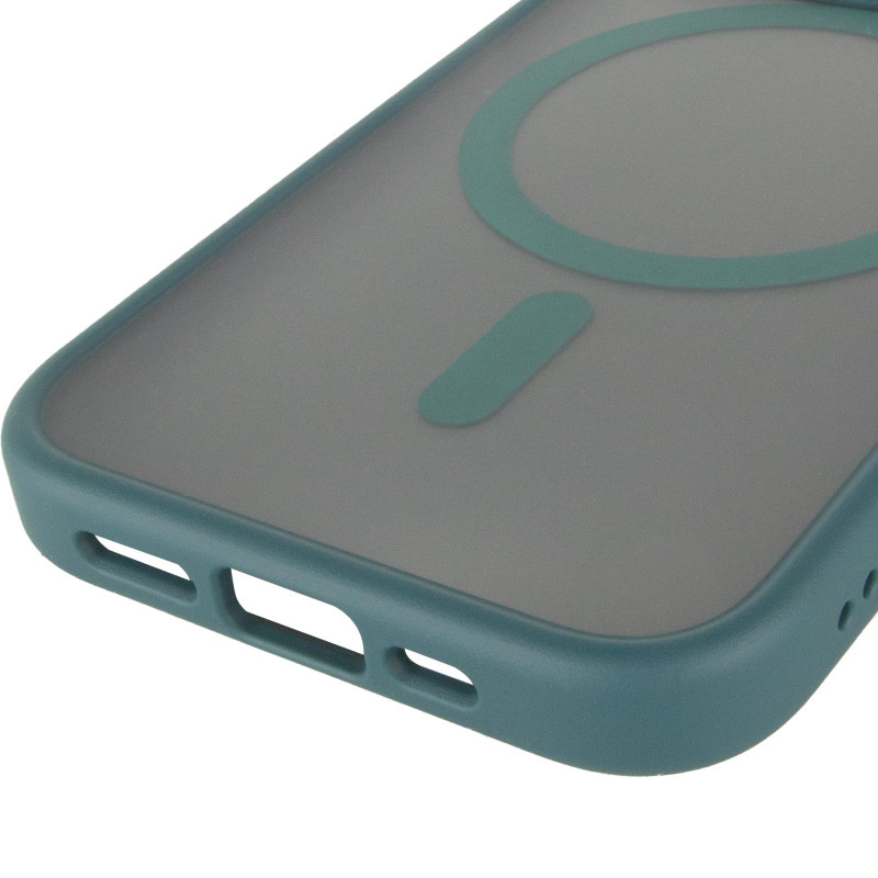 Купить TPU+PC чехол Metal Buttons with Magnetic Safe для Apple iPhone 14 Pro Max (6.7") (Зеленый / Dark Green) на vchehle.ua