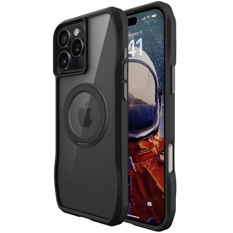 Фото TPU+PC чохол Space Octagon Magnetic Safe with aluminium ring на Apple iPhone 16 Pro (6.3") (Black) на vchehle.ua