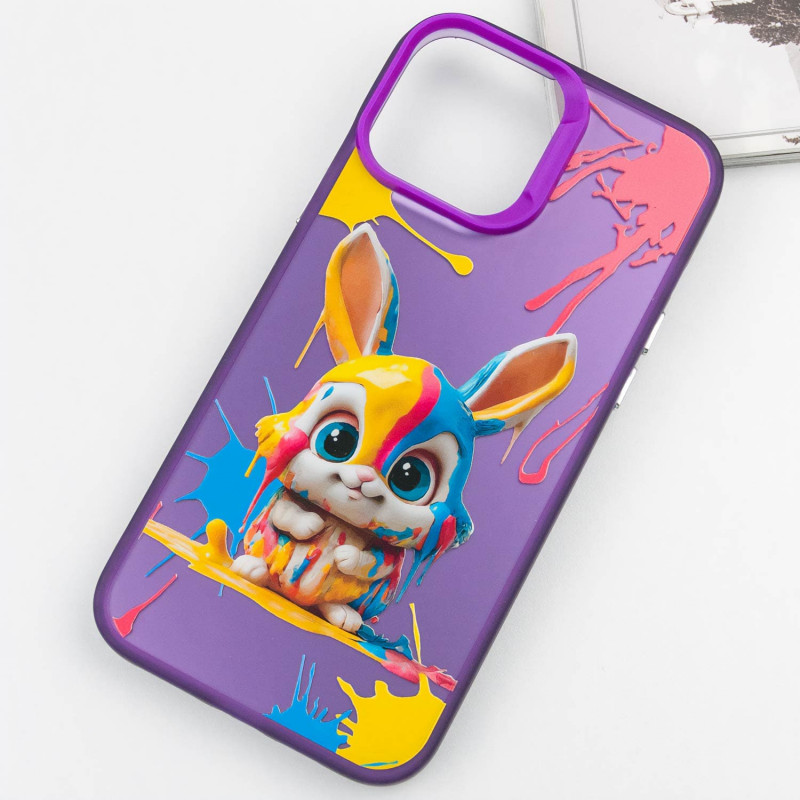 Фото TPU+PC чохол TakiTaki Graffiti magic glow на Samsung Galaxy S22 Ultra (Funny bunny / Purple) в маназині vchehle.ua
