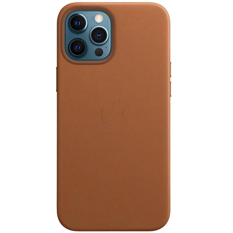 Уценка Кожаный чехол Leather Case (AAA) with Magnetic Fit and Animation для Apple iPhone 12 Pro/12 ( (Эстетический дефект / Saddle Brown)