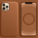 Фото Уценка Кожаный чехол Leather Case (AAA) with Magnetic Fit and Animation для Apple iPhone 12 Pro/12 ( (Эстетический дефект / Saddle Brown) на vchehle.ua