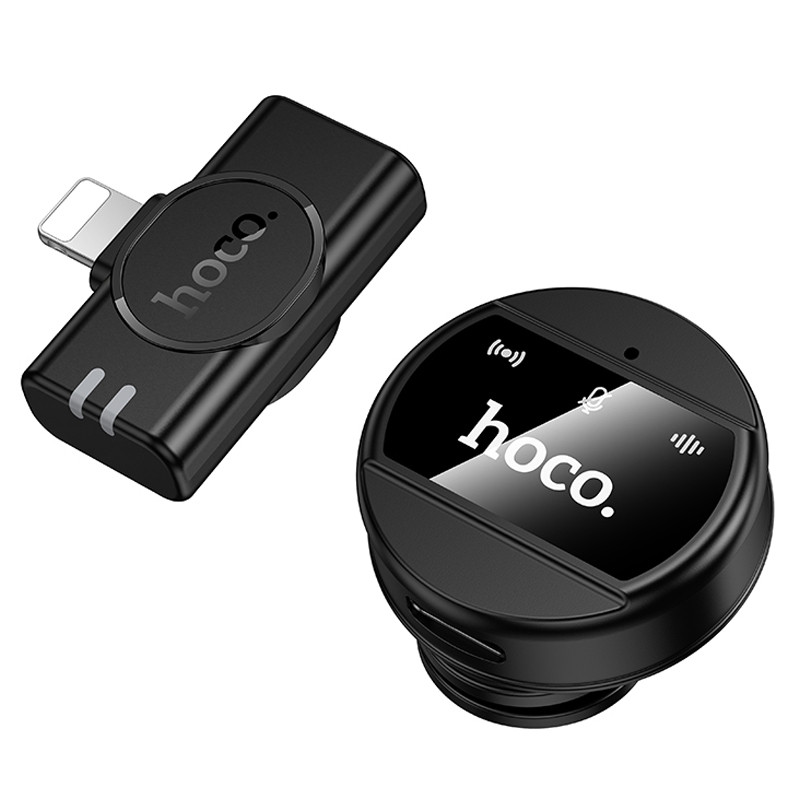 Фото Уцінка Петличний бездротовий мікрофон Hoco L21 Charm Lightning (Пошкоджене пакування / Black) на vchehle.ua