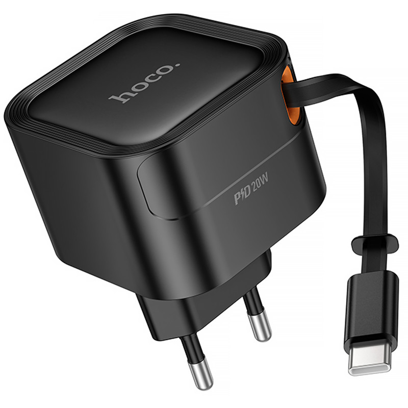 Уцінка МЗП Hoco C153A Changer With Retractable Cable Type-C PD20W (Розкрита упаковка / Black)