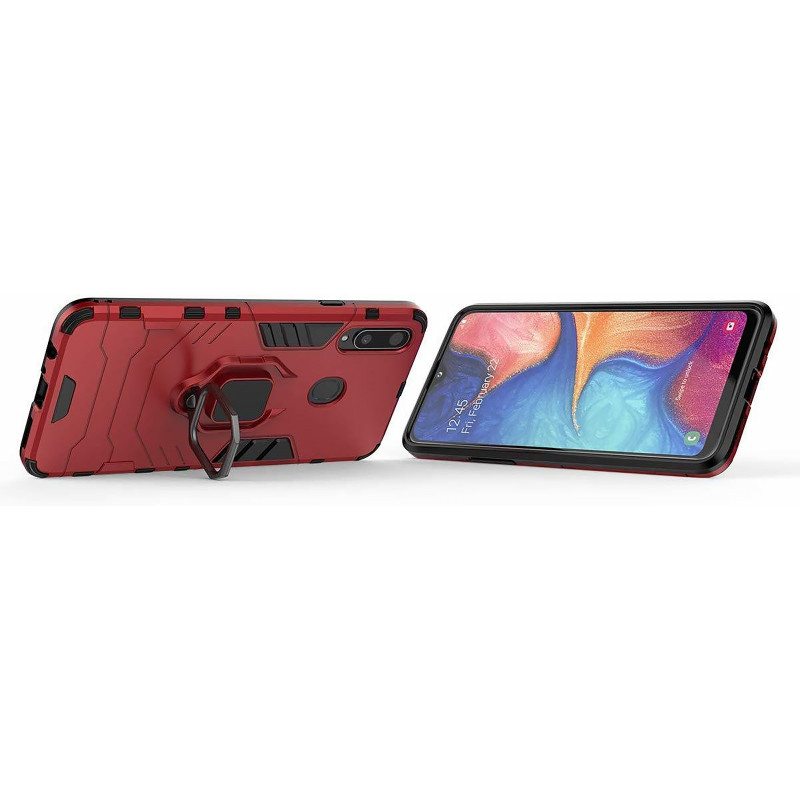 Ударопрочный чехол Transformer Ring for Magnet для Samsung Galaxy A20s (Красный / Dante Red) в магазине vchehle.ua