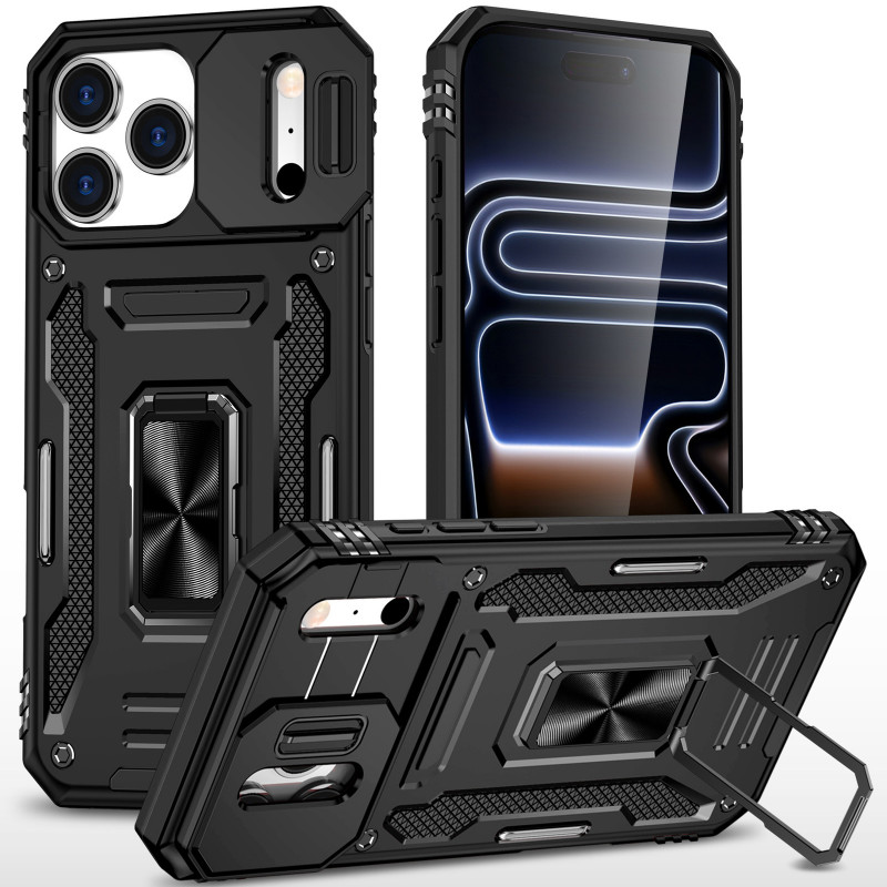 Фото Удароміцний чохол Camshield Army Ring на Apple iPhone 17 Pro Max (6.9") (Чорний / Black) на vchehle.ua