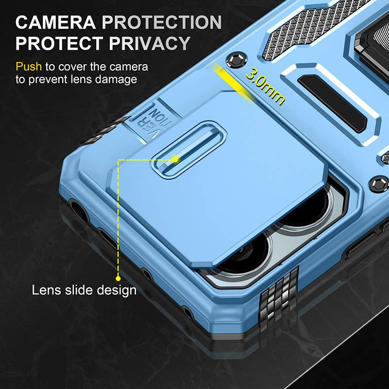 Фото Удароміцний чохол Camshield Army Ring на Xiaomi Redmi Note 13 Pro 4G / 14s / Poco M6 Pro 4G (Блакитний / Light Blue) на vchehle.ua