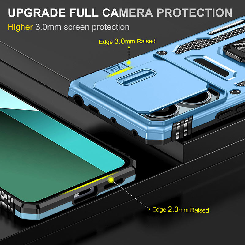 Фото Удароміцний чохол Camshield Army Ring на Xiaomi Redmi Note 13 Pro 4G / 14s / Poco M6 Pro 4G (Блакитний / Light Blue) в маназині vchehle.ua