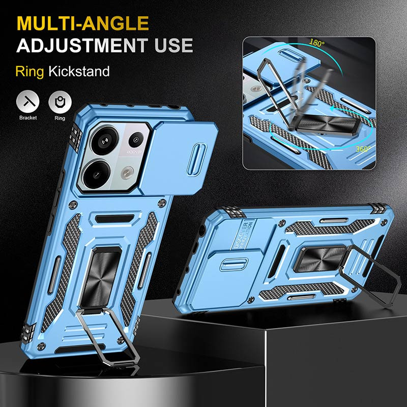 Удароміцний чохол Camshield Army Ring на Xiaomi Redmi Note 13 Pro 4G / 14s / Poco M6 Pro 4G (Блакитний / Light Blue) в магазині vchehle.ua