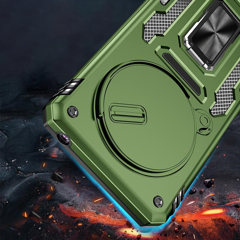 Фото Ударопрочный чехол Camshield Army Ring для Xiaomi Redmi Note 14 Pro 4G/5G / Poco X7 (Оливковый / Army Green) на vchehle.ua