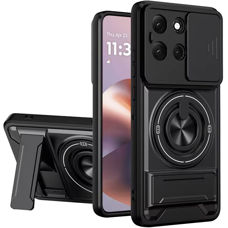 Удароміцний чохол Camshield StandRing case на Motorola Moto G17 Power / G15 4G (Black)