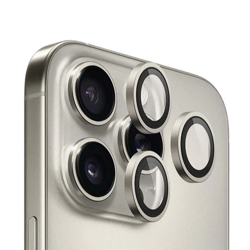 Фото Захисне скло BlueO Metal на камеру на Apple iPhone 16 Pro / 16 Pro Max / 15 Pro / 15 Pro Max (Сірий / Natural Titanium) в маназині vchehle.ua