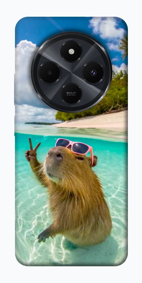 Чехол Сapybara vacation для Xiaomi Redmi 14C