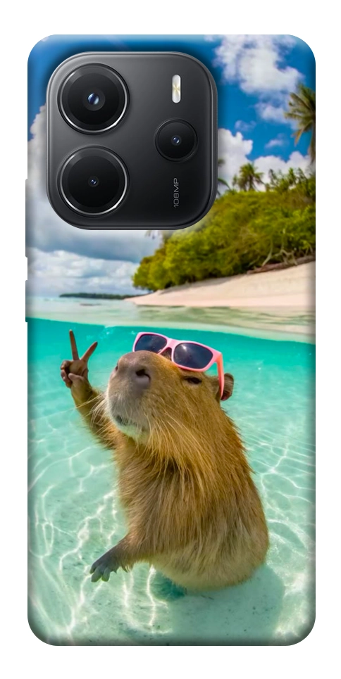 Чехол Сapybara vacation для Xiaomi Redmi Note 14 4G (Int. version)