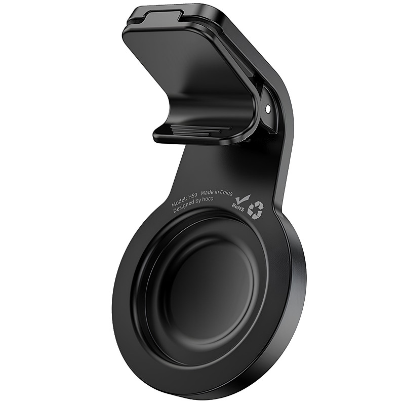 Фото Автотримач Hoco H59 Show ring magnetic (L air outlet) (Black / Metal gray) в маназині vchehle.ua