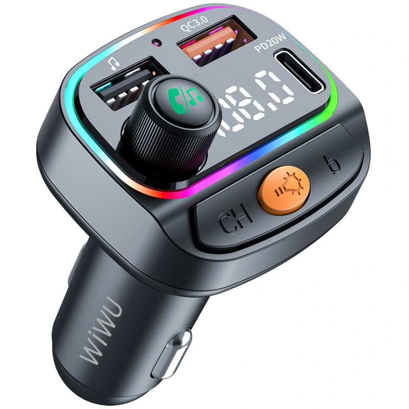 Фото АЗУ FM модулятор WIWU QC031 MP3 Car PD20W+QC3.0 (2USB-A/1C) (Black) в магазине vchehle.ua
