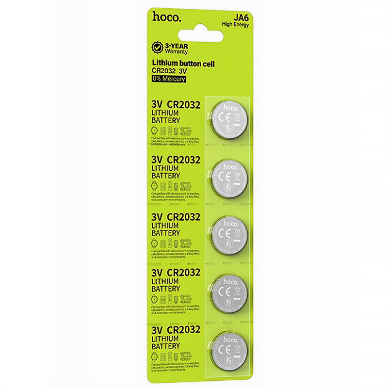 Фото Батарейки Hoco JA6 (CR2032) Button 5 pcs (Silver) в магазине vchehle.ua