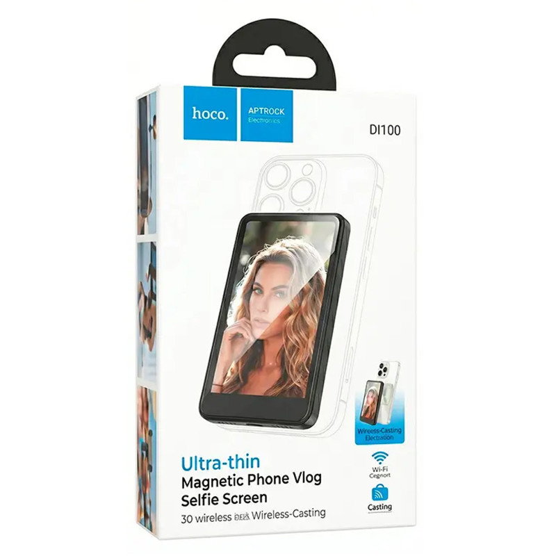 Фото Беспроводной дублирующий экран/монитор для селфи Hoco DI100 with Magnetic (Black) на vchehle.ua