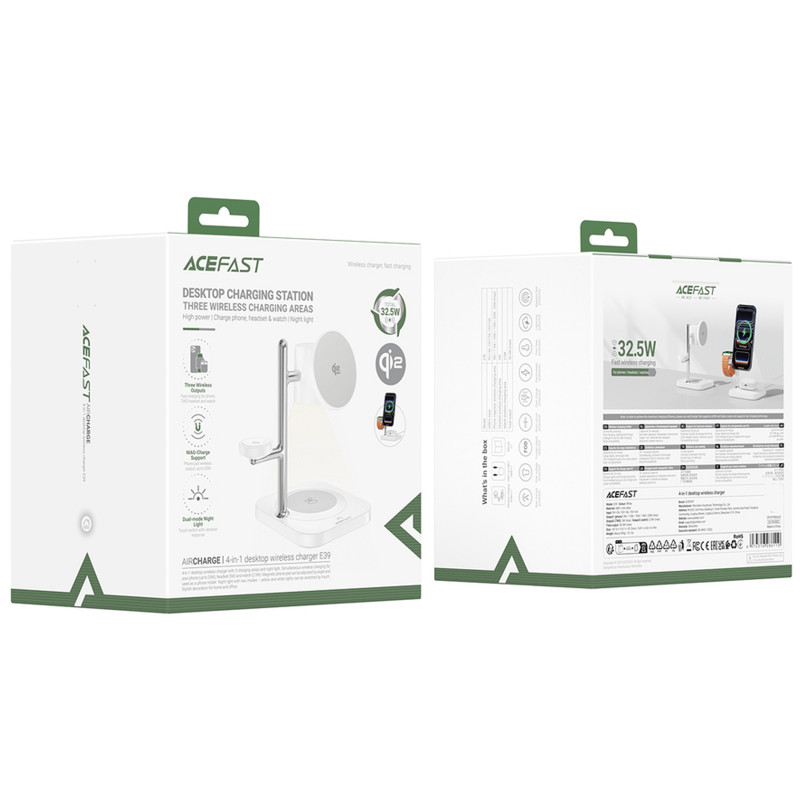 Фото БЗУ Acefast E39 desktop 4in1 Qi2 32.5W (White) на vchehle.ua
