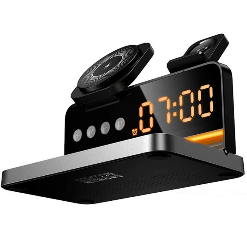 БЗУ Hoco DWQ03 North 4in1 with alarm clock (Black) в магазине vchehle.ua