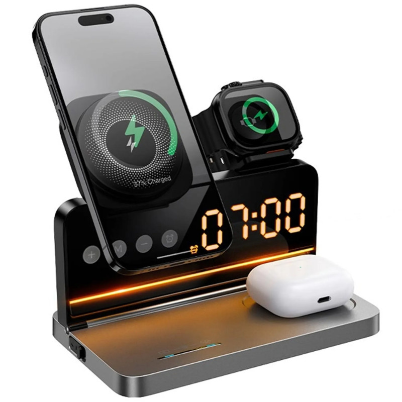 Заказать БЗУ Hoco DWQ03 North 4in1 with alarm clock (Black) на vchehle.ua