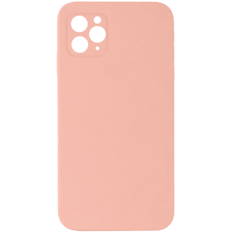 Silicone Case Square Full Camera Protective (AA) NOLOGO на Apple iPhone 11 Pro Max (6.5") (Персиковий / Peach)