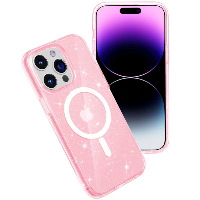 Фото Чехол TPU Galaxy Sparkle Magnetic Fit для Apple iPhone 14 Pro (6.1") (Pink+Glitter) в магазине vchehle.ua