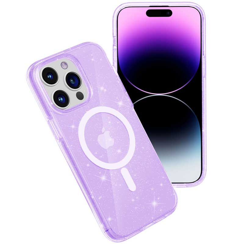 Фото Чехол TPU Galaxy Sparkle Magnetic Fit для Apple iPhone 14 Pro (6.1") (Purple+Glitter) в магазине vchehle.ua