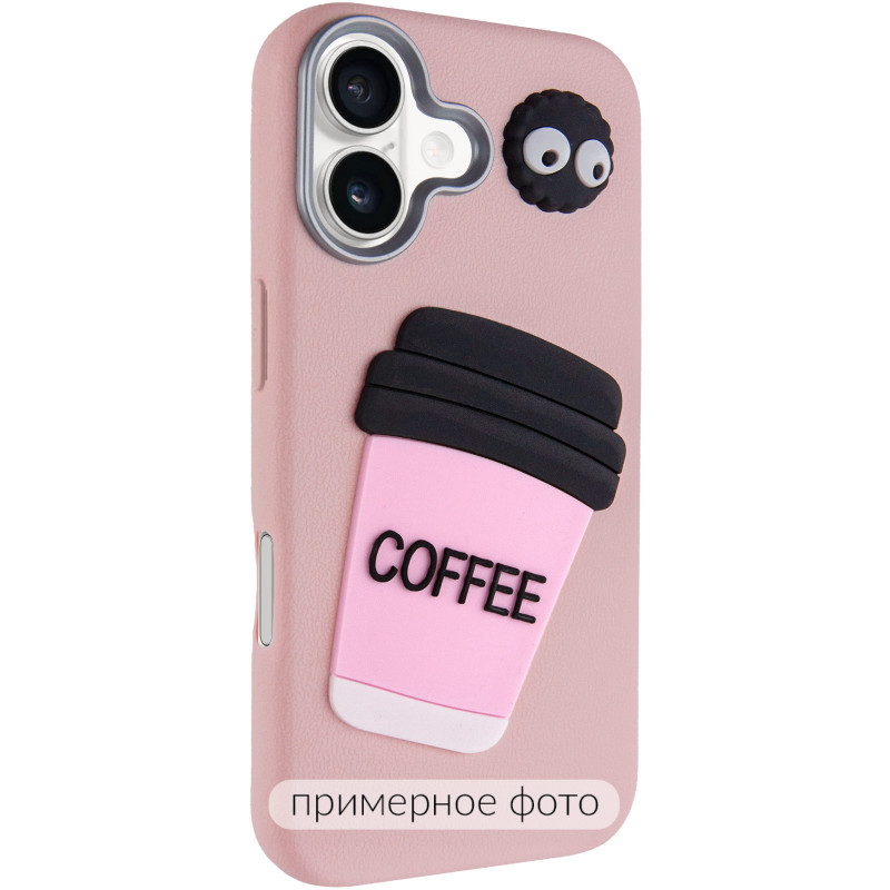Чехол TPU Leather Toys для Apple iPhone 16e / 17e (6.1") (Coffee / Pink)