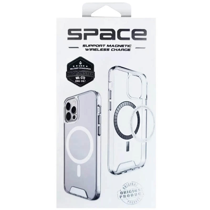 Фото Чехол TPU Space Case with Magnetic Safe для Apple iPhone 16e / 17e (6.1") (Прозрачный) на vchehle.ua