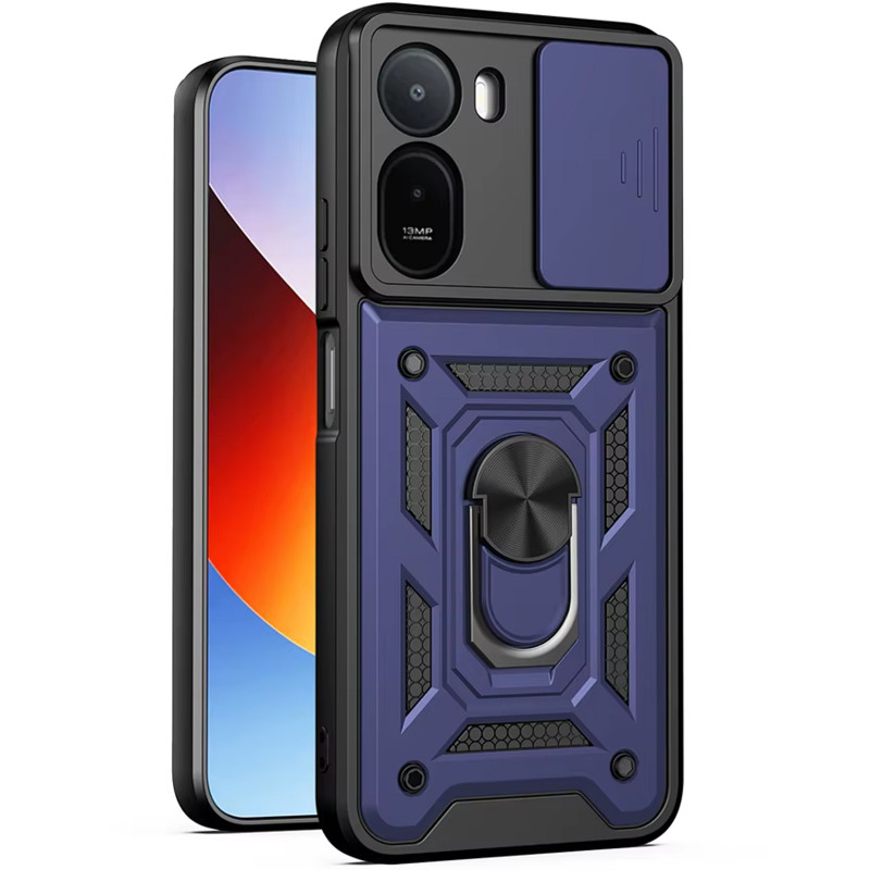 Ударопрочный чехол Ummi Camshield Serge Ring для Xiaomi Redmi A7 Pro 4G / Poco C81 (Синий / Navy)