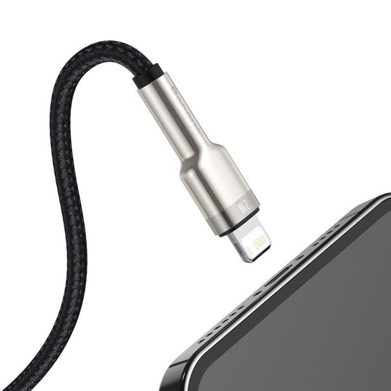 Купити Дата кабель Baseus Cafule Metal USB to Lightning 2.4A (2m) (CALJK-B0) (Black) на vchehle.ua