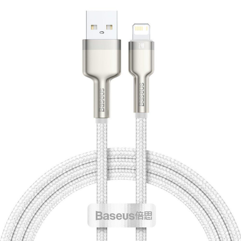 Дата кабель Baseus Cafule Metal USB to Lightning 2.4A (2m) (CALJK-B0) (White)