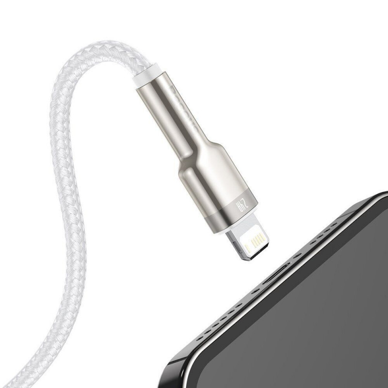 Фото Дата кабель Baseus Cafule Metal USB to Lightning 2.4A (2m) (CALJK-B0) (White) на vchehle.ua
