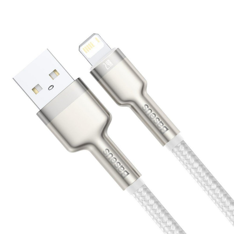 Фото Дата кабель Baseus Cafule Metal USB to Lightning 2.4A (2m) (CALJK-B0) (White) в маназині vchehle.ua