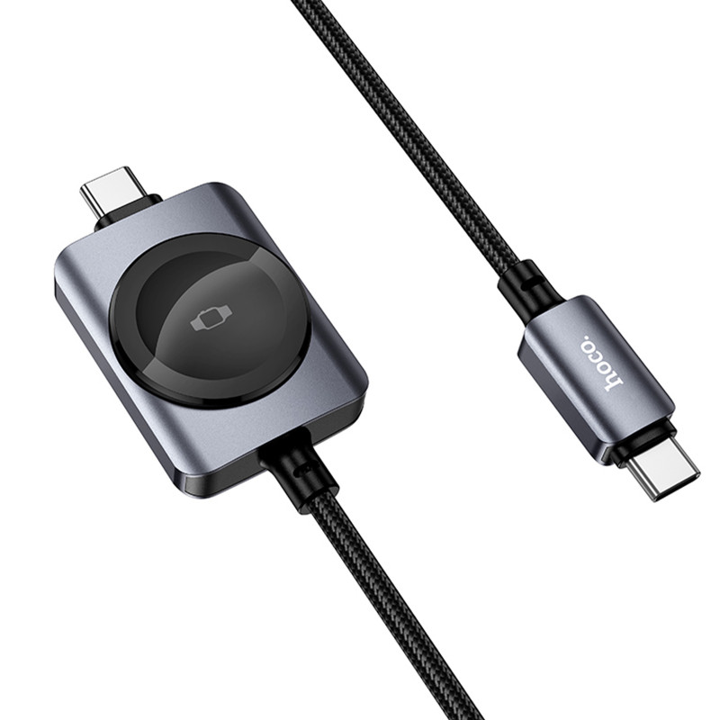 Фото Дата кабель Hoco CW66 2in1 Type-C to iWatch/Type-C PD100W (1.2m) (Black) на vchehle.ua