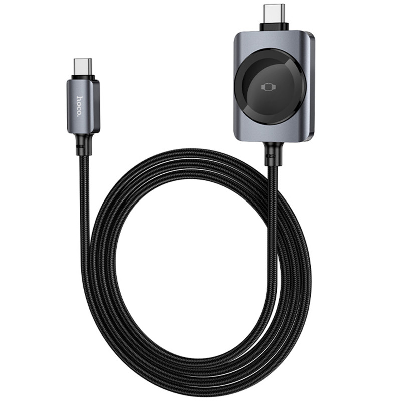 Дата кабель Hoco CW66 2in1 Type-C to iWatch/Type-C PD100W (1.2m) (Black) в магазине vchehle.ua