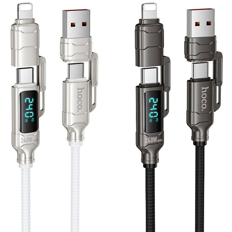 Дата кабель Hoco U152 Fortune 4in1 Type-C для освітлення/Type-C для USB 240W (1.2m)