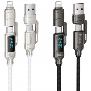 Дата кабель Hoco U152 Fortune 4in1 Type-C для освітлення/Type-C для USB 240W (1.2m)