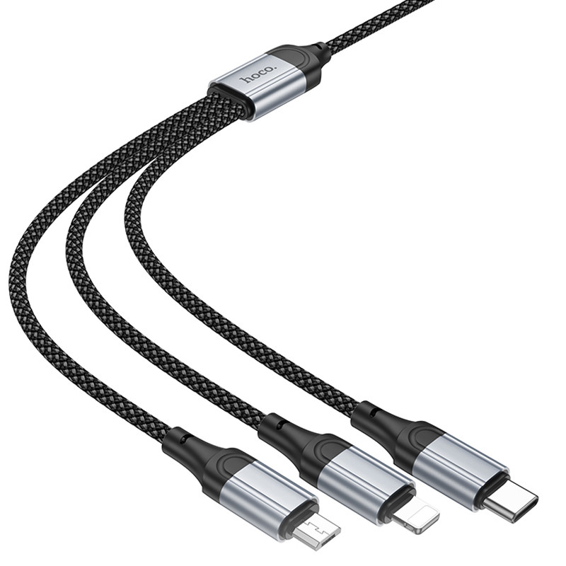 Дата кабель Hoco X102 Fresh 3in1 USB to Lightning + MicroUSB + Type-C (1m) (Black) в магазине vchehle.ua
