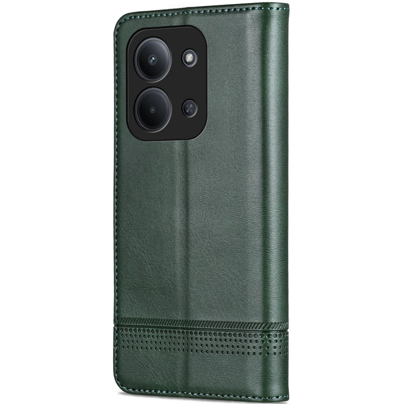 Фото Кожаный чехол-книжка AZNS Classic series для Xiaomi Redmi 15C (EU) / Poco C85 (EU) (Dark Green) на vchehle.ua