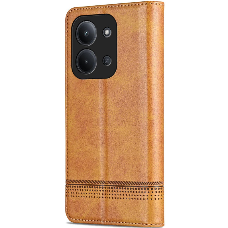 Фото Кожаный чехол-книжка AZNS Classic series для Xiaomi Redmi 15C (EU) / Poco C85 (EU) (Light Brown) на vchehle.ua