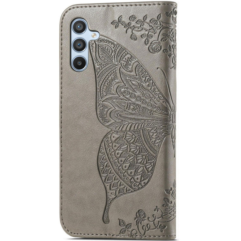 Фото Кожаный чехол-книжка Butterfly Pattern для Samsung Galaxy A36 5G / A37 5G / A56 5G (Gray) на vchehle.ua