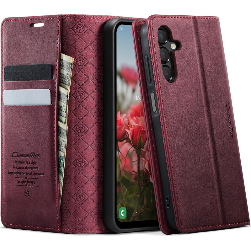 Фото Шкіряний чохол-книжка CaseMe Velvet Matte для Samsung Galaxy A16 4G/5G (Red) на vchehle.ua