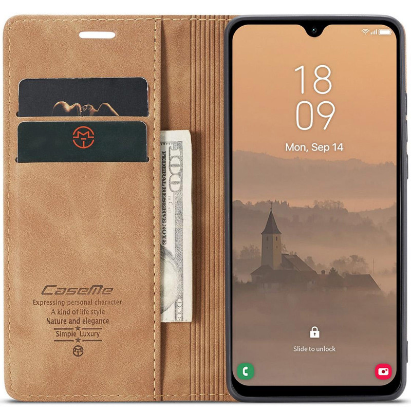 Фото Шкіряний чохол-книжка CaseMe Velvet Nubuck на Samsung Galaxy A17 4G/5G (Brown) на vchehle.ua