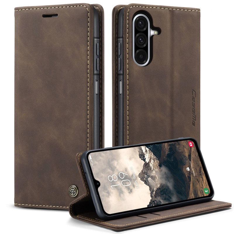 Фото Шкіряний чохол-книжка CaseMe Velvet Nubuck на Samsung Galaxy A17 4G/5G (Coffee) на vchehle.ua