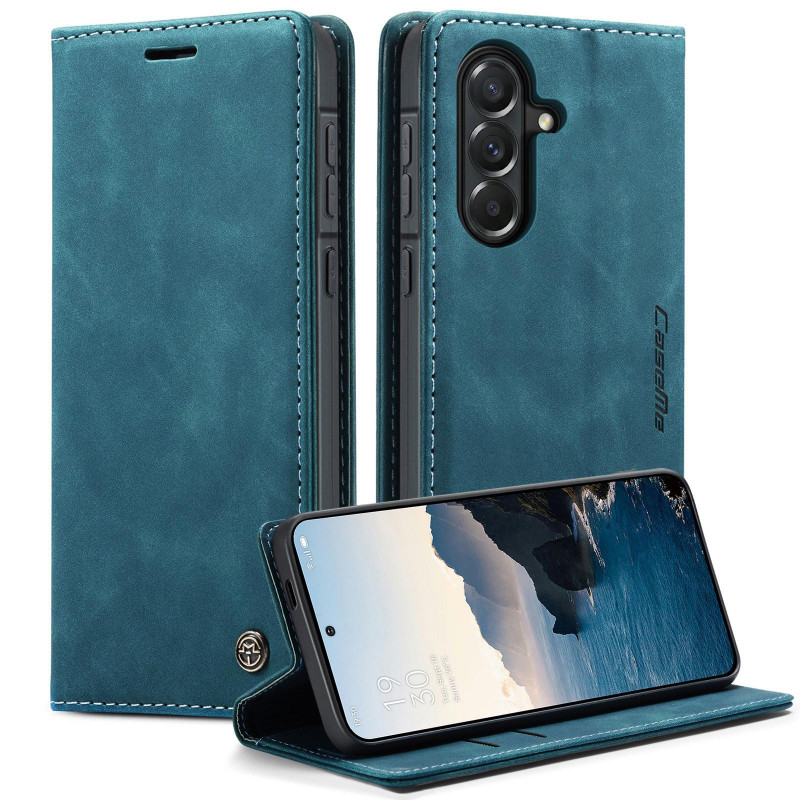 Фото Кожаный чехол-книжка CaseMe Velvet Nubuck для Samsung Galaxy A36 5G / A37 5G / A56 5G (Blue) на vchehle.ua